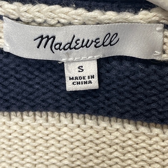 Madewell Oversized Cotton Cardigan in Stripe Cream Navy NT645 100% Cotton Small - Picture 8 of 10